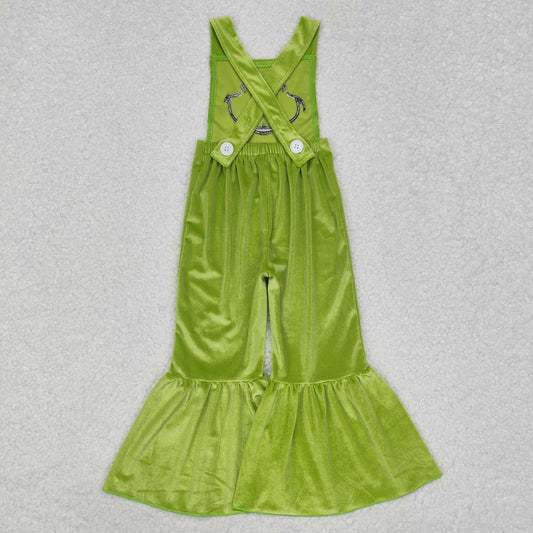 SR2013 Baby Girls Christmas Green Frog Velvet Jumpsuit