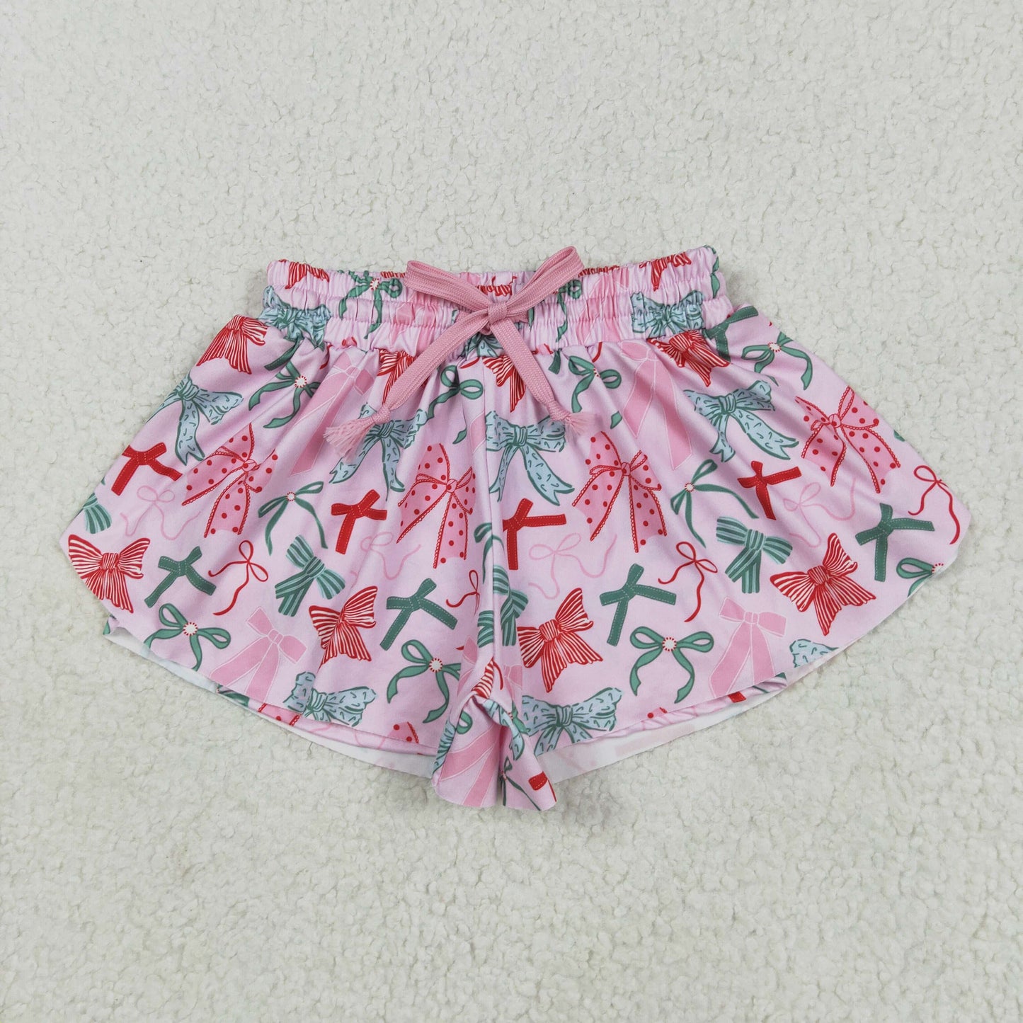 SS0578 Baby Girls Pink Green Bows Summer Shorts Bottoms 5.24