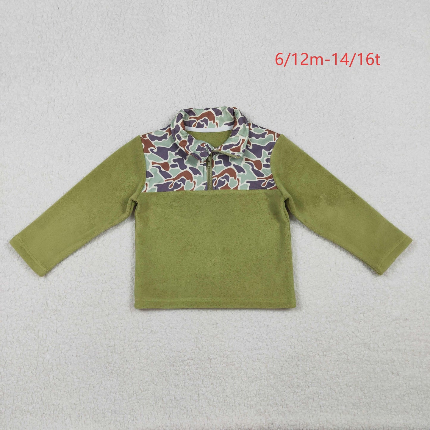 BT1308 Baby Boys Western Green Camo Zipper Pullovers Top C10.21