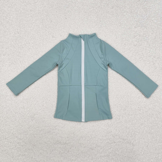 GT0682 Baby Girls Green Zip Pocket Yoga Active Wear Jacket