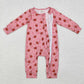 LR1988 Baby Infant Girls Football Pink Fall Zip Romper