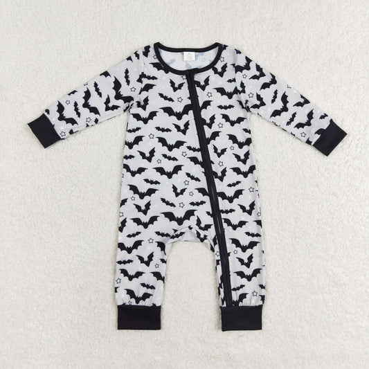 LR1096 Bamboo Halloween Bat zip long sleeve onesie