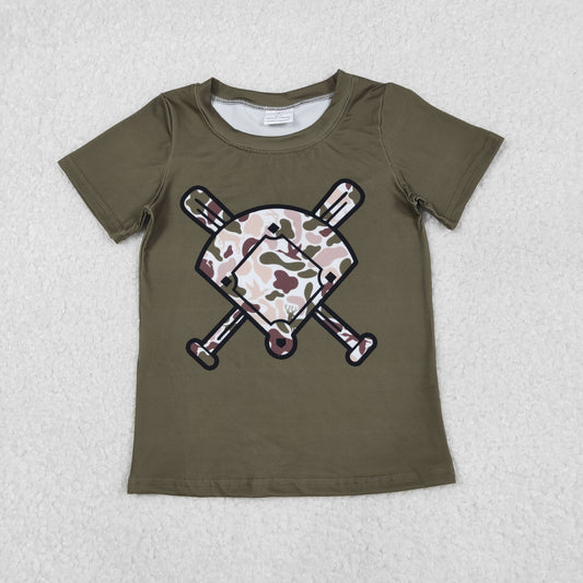 BT1424 Baby Boys Short Sleeve Dogs Ducks Deer Camo Baseballs Team T-shirts Top C12.4