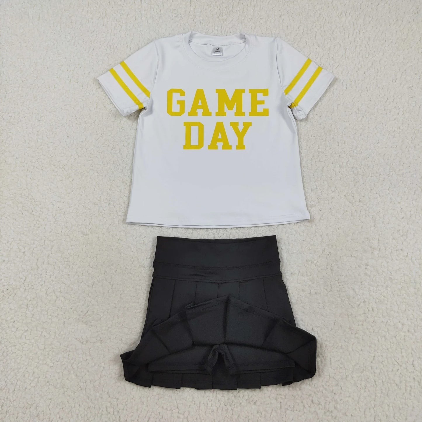 Sibling Baby Girls Game Day Tee Shirts Tops Pleated Skirts Short Yoga Active Team Clothes Sets C9.2