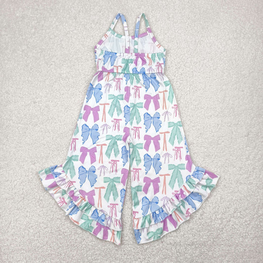 SR2847 Baby Girls Coquette Bows Colorful Straps Jumpsuit 4.26
