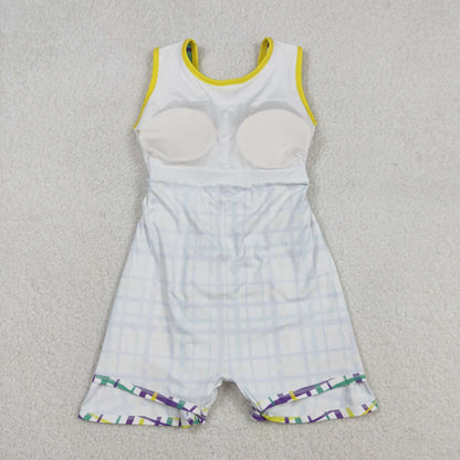 GSD2945 Baby Girls Mardigras Checked Yoga Active Shorts Knee Length Dress C12.10