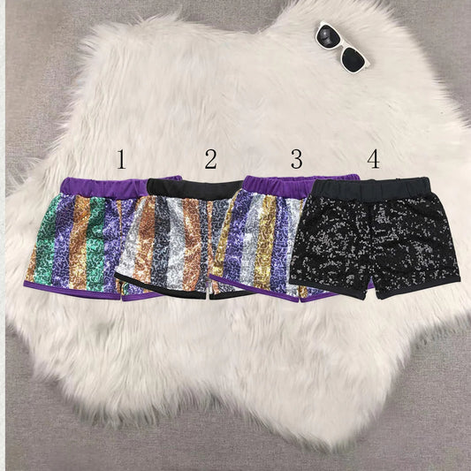 Sibling Baby Girls Colorful Stripe Sequin Shorts Bottoms 6.5