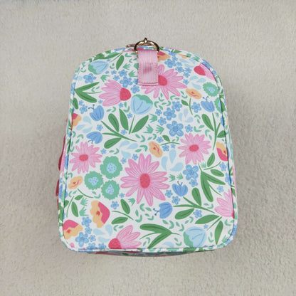 BA0290 Pink Ruffle Floral Print Gym Duffle Bag 7.7