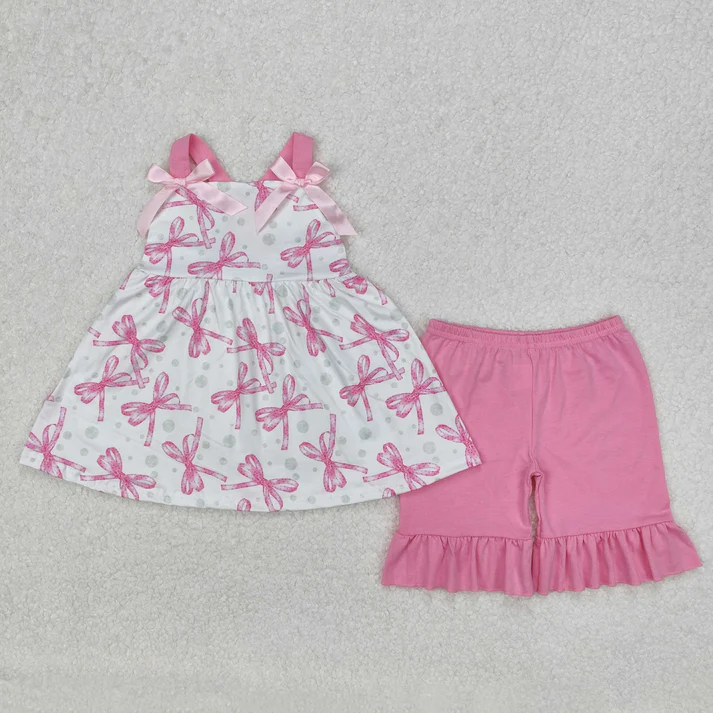 Sibling Baby Girls Straps Floral Tunic Ruffle Shorts Summer Clothes Sets 6.19