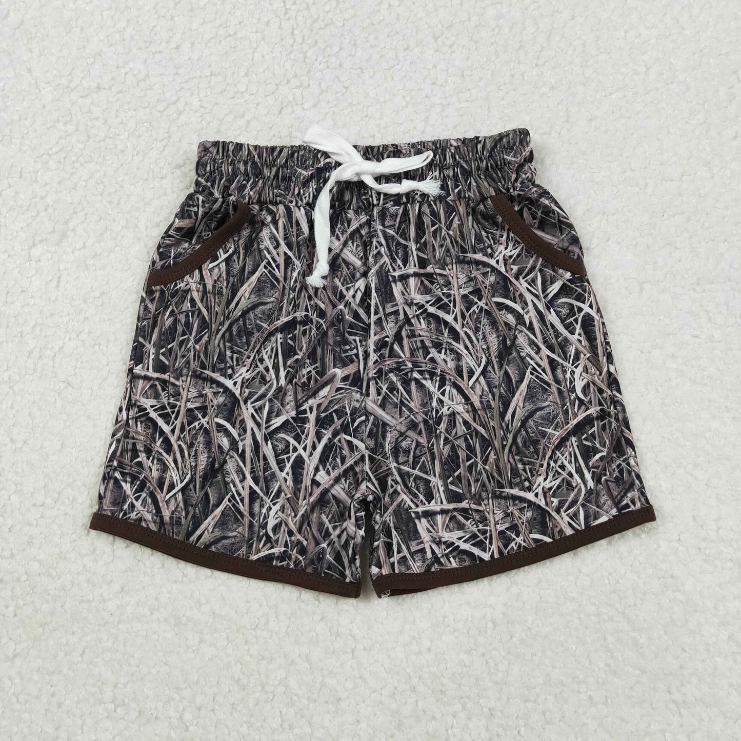SS0674 Baby Boys Grey Leaves Camo Hunting Pockets Shorts Bottom C11.15