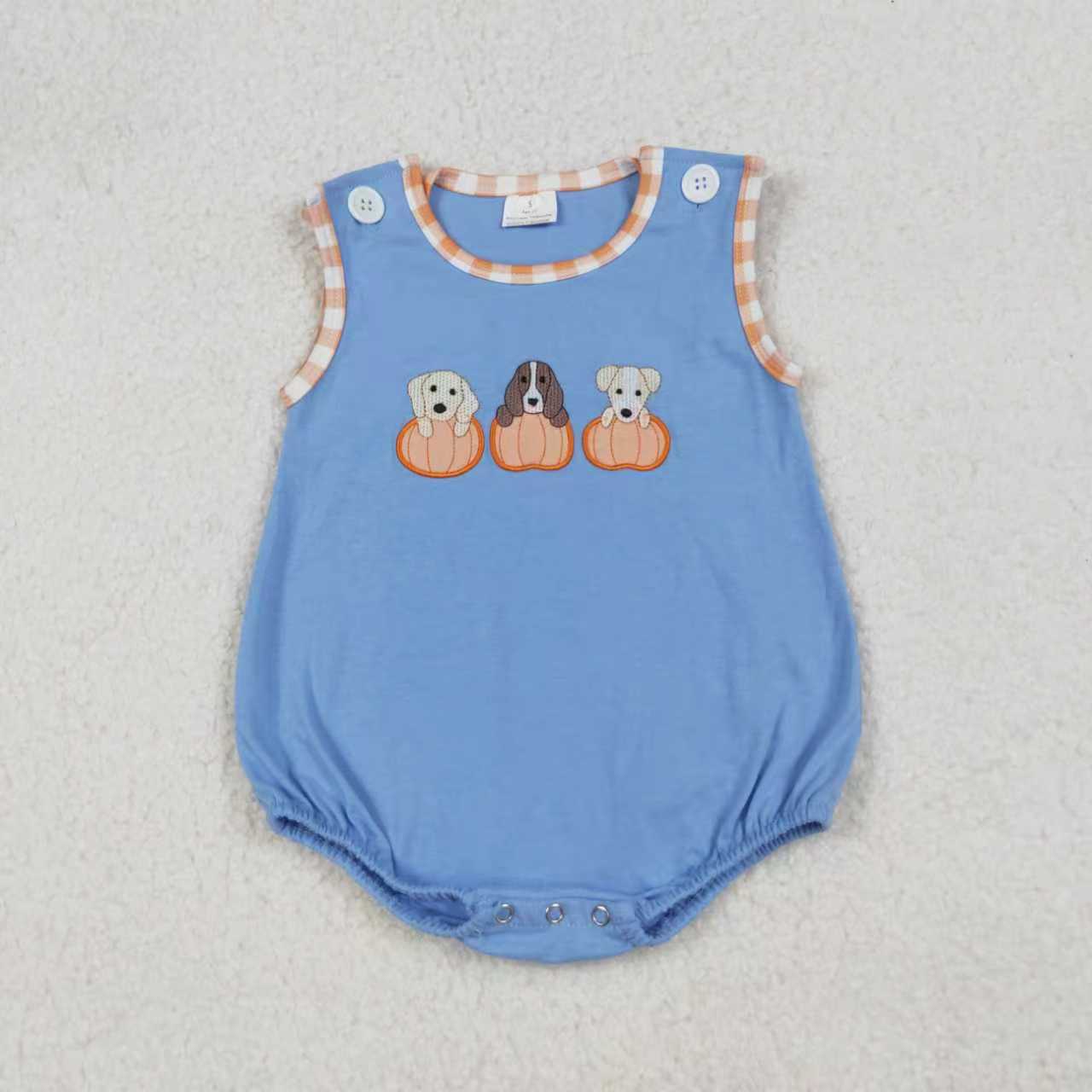 Sibling Baby Boys Girls Embroidery Pumpkins Dogs Shorts Clothes Sets Rompers C9.18