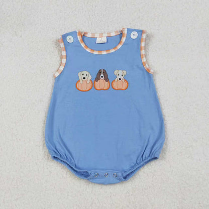 Sibling Baby Boys Girls Embroidery Pumpkins Dogs Shorts Clothes Sets Rompers C9.18