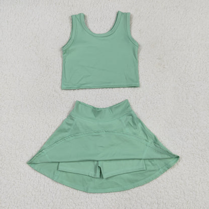 GSD1984 Baby Girls Green Vest Top Sports Skorts Clothes Set 4.21