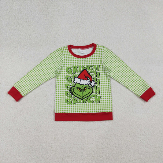 BT1321 Baby Boys Green Face Plaid Christmas Tee Shirts Top C9.29