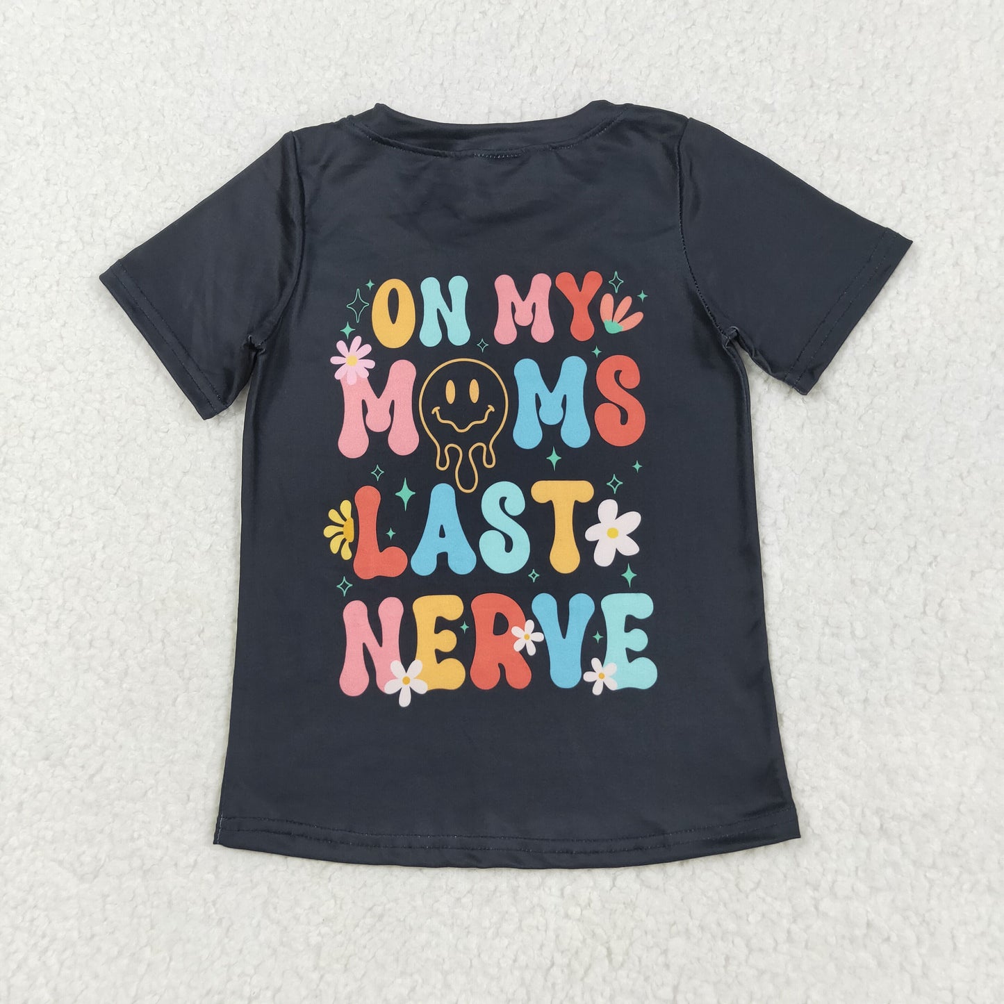 GT1026 Baby Boys Black Smiles On My Moms Last Nerve Tee Shirts Top 7.21