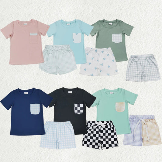 Sibling Baby Boys Pockets Tee Shirts Shorts Summer Clothes Sets 5.14