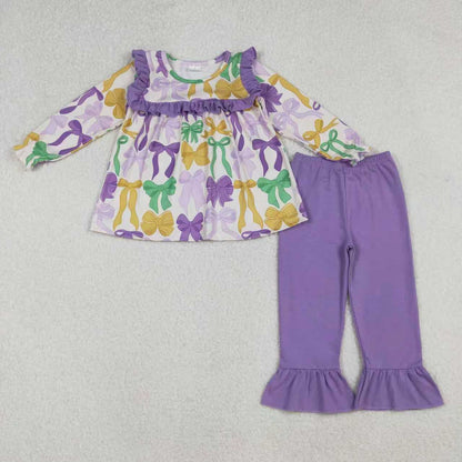 Sibling Baby Girls Mardigras Bows Ruffle Pants Clothes Set Jumpsuits Knee Length Dress Rompers C10.24
