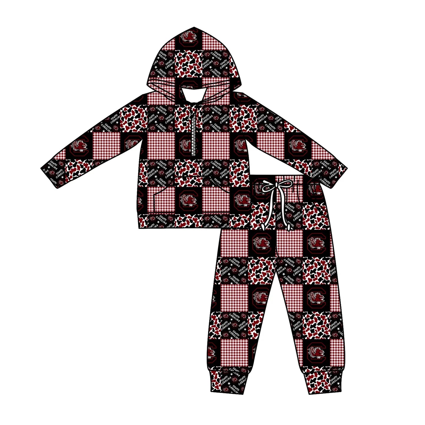 C12.3 Custom Moq 5 Baby Boys Camo C Bulls Checked Zipper Pockets Hoodies Pants Team Clothes Sets