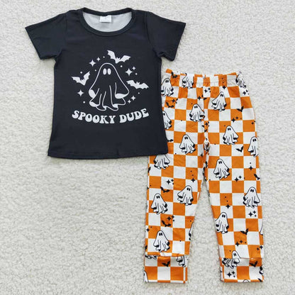BT0247+P0167 Baby Boys Spooky Dude Halloween Pants Clothes Set