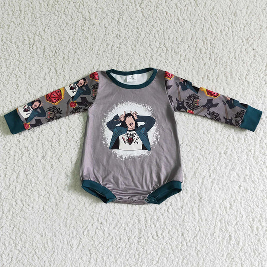 LR0130 Baby girls Halloween singer long sleeve romper