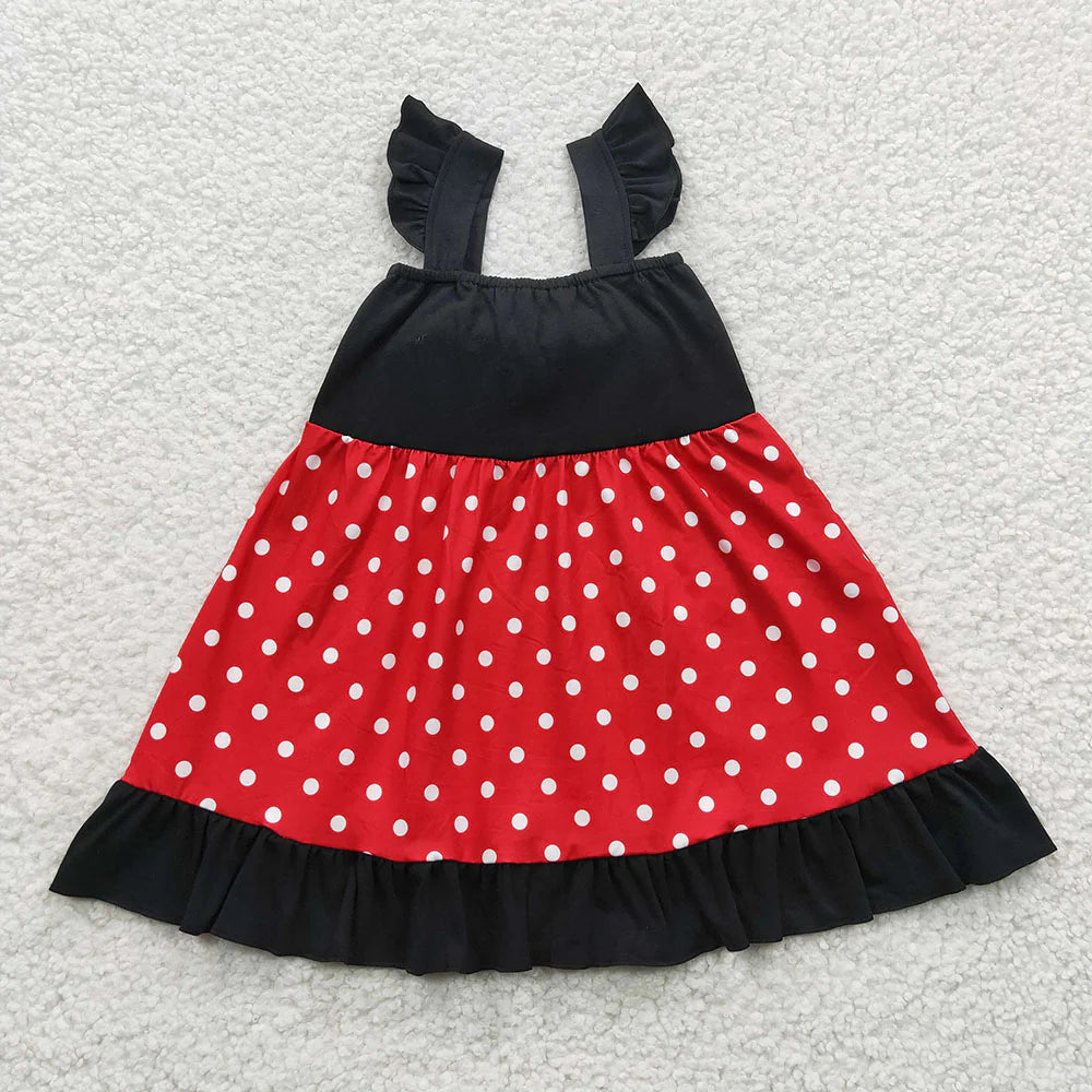 GSD0344 Baby Girls Black Bow Summer Knee Length Dres