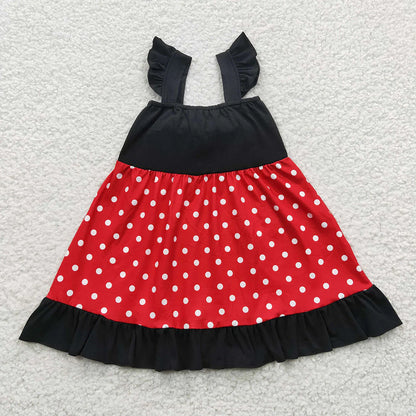 GSD0344 Baby Girls Black Bow Summer Knee Length Dres