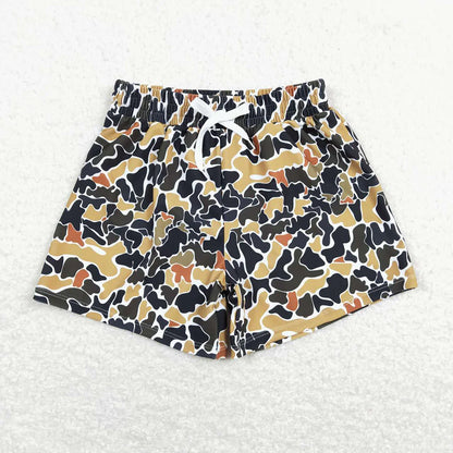 S0235 Baby Boys Summer Western Brown Camo Trunks Swimsuits Swimwear