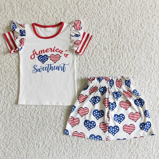 GSSO0051 July 4th Girls Sweetheart Sunglasses Skirt Outfits