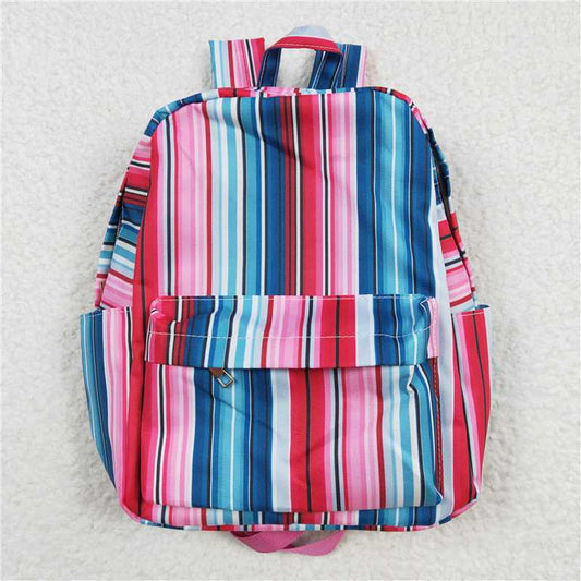 BA0046 Pink Green Color Stripe Backpack