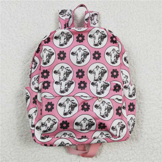 BA0035 Cow Flower Backpack Pink