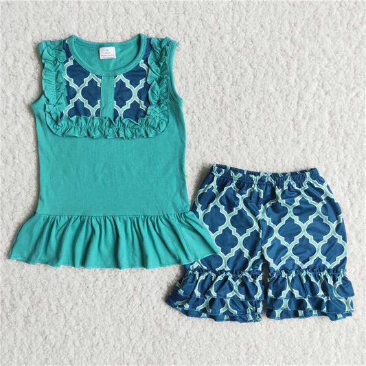 A8-24 Green Sleeveless Shorts Outfit