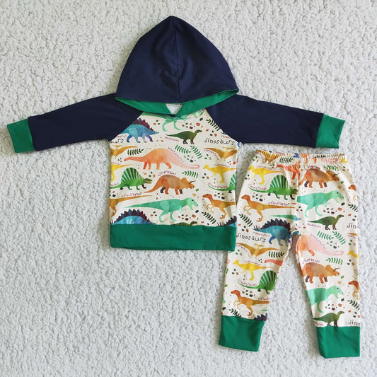 6 B9-17 Boys Dinosaur Hooded Outfits