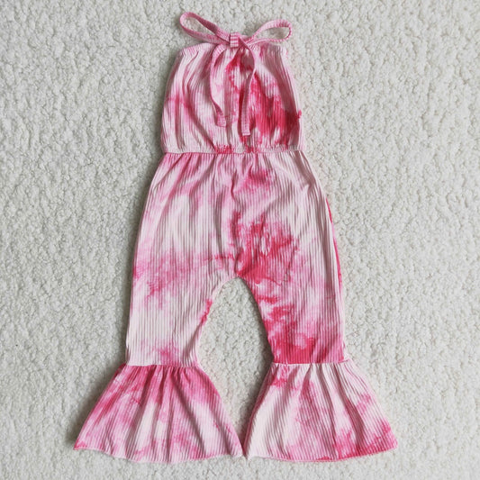 A5-16 Girls Pink Tie Dye Jumpsuit