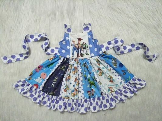 A2-10 Girls Sleeveless Cartoon Character Twirl Dress