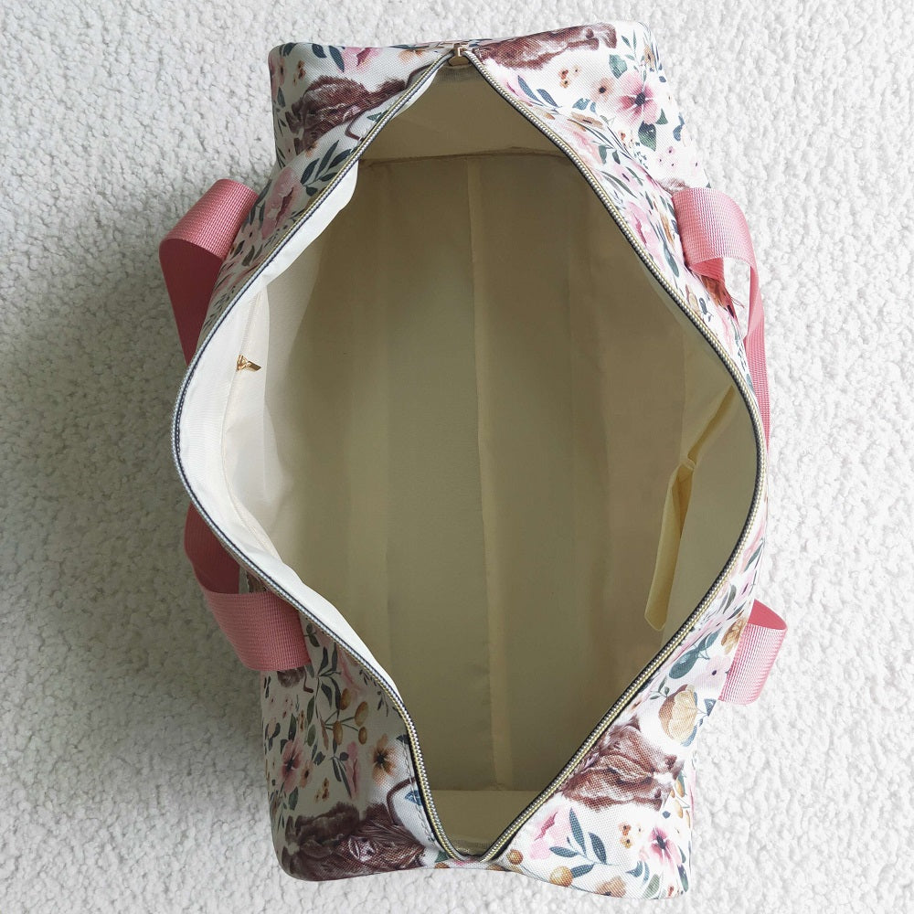 BA0008-M Floral Cow Luggage Travel Bag