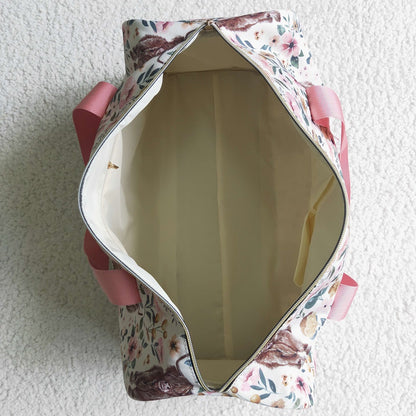 BA0008-M Floral Cow Luggage Travel Bag