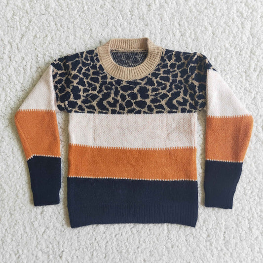 6 A0-15 Boy Leopard Patchwork Sweater