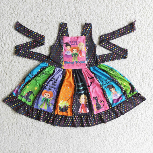 E3-4 Girls Sleeveless Witch Twirl Dress