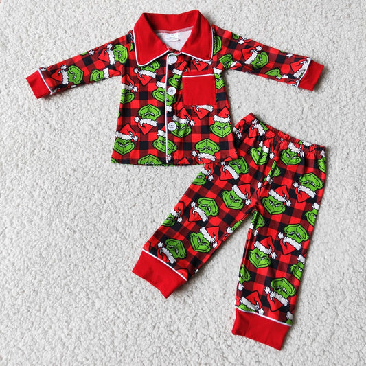 6 B1-25 Christmas Character Boys Plaid Pajamas