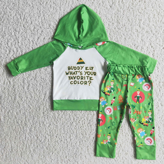 6 A7-20 Christmas Boys Green Hooded Outfit
