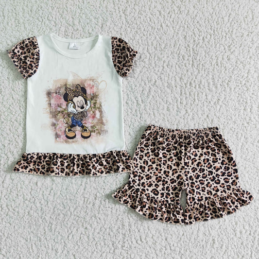 GSSO0079 Girls Leopard Shorts Outfits