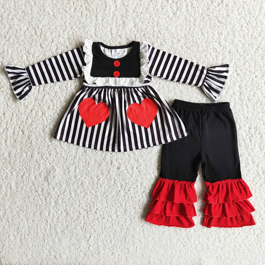 6 B7-38 Girls Striped Heart Outfits