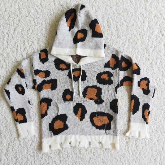 6 B0-18 Girl Leopard Hoodie Sweater