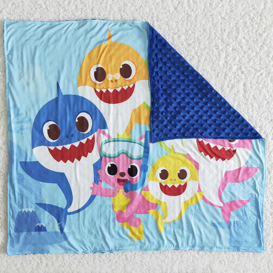 6 B6-16-74-83cm Blankets Cartoon Shark Blue