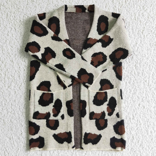 6 A21-11 Girl Leopard Sweater Cardigan