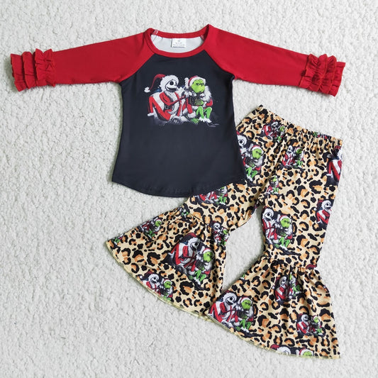 6 C9-22 Christmas Girls Leopard Bell Outfit