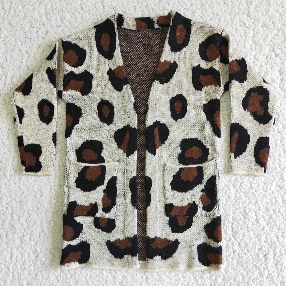 6 A21-11 Girl Leopard Sweater Cardigan