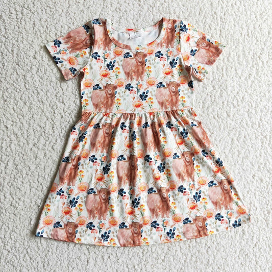 GSD0154 Girl Floral Cow Dress
