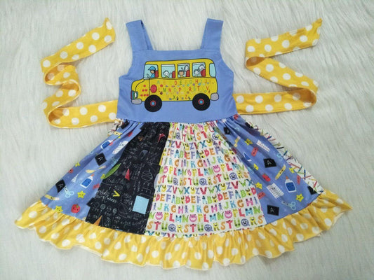 A7-2 Girls Sleeveless School Bus Twirl Dress
