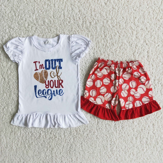 A2-2 Baseball Love Heart Shorts Outfit